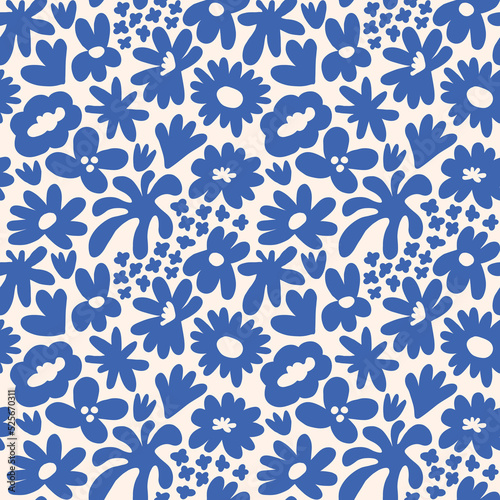 Abstract seamless pattern with cute hand drawn meadow flowers. Fashion stylish natural background.