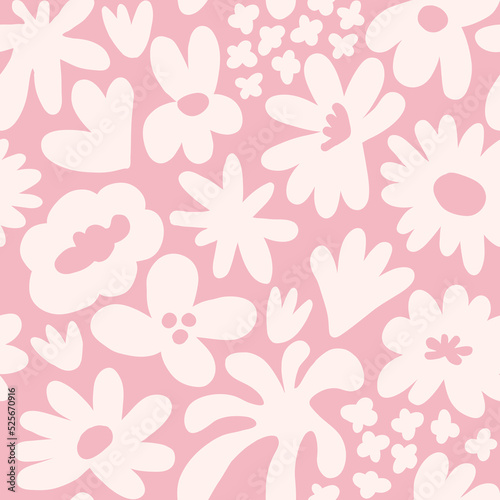 Abstract seamless pattern with cute hand drawn meadow flowers. Fashion stylish natural background.