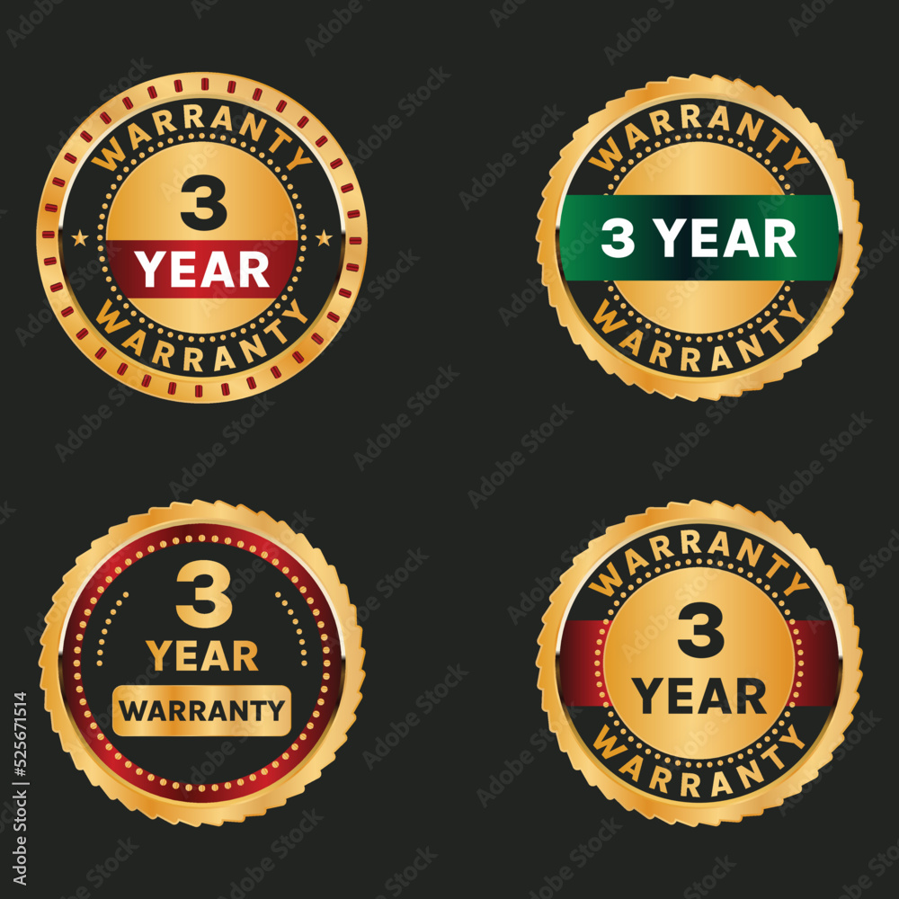 3 year warranty golden badge set