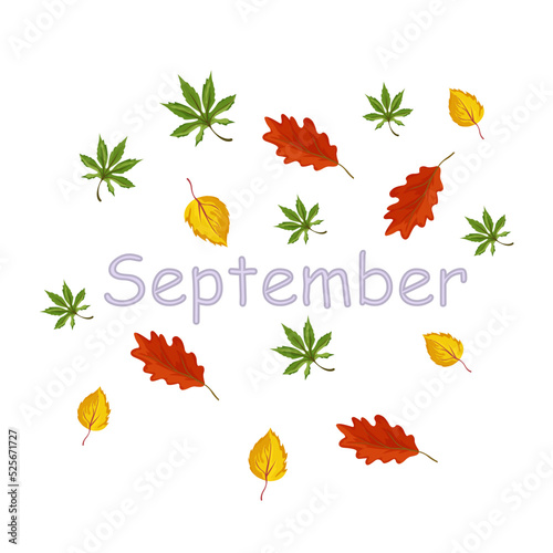 September icon, autumn concept, vector illustration