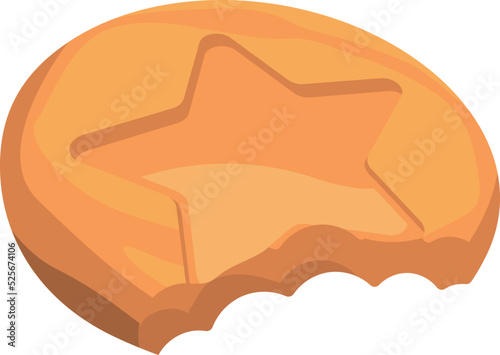 Bited cookie. Sweet crispy snack cartoon icon