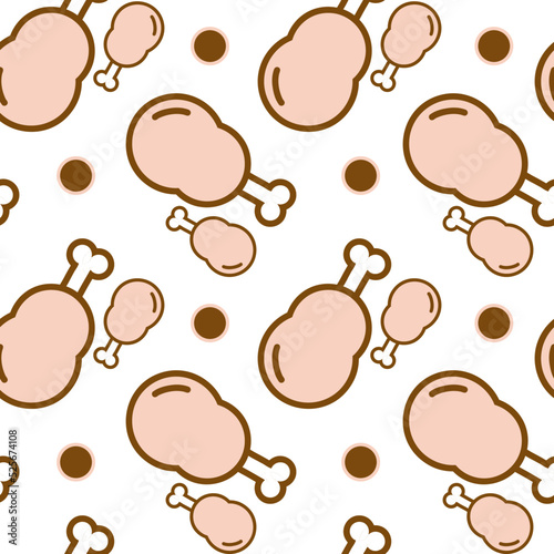 Digital illustration of cute cartoon chicken drumsticks for wallpapers