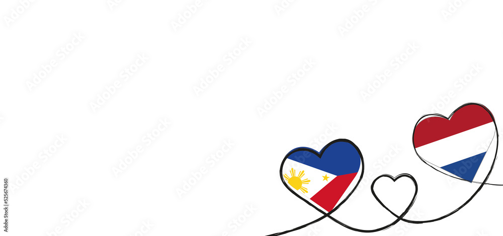 Drei verbundene Herzen mit der Flagge der Niederlande und Philippinen Drei verbundene Herzen mit der Flagge der Niederlande und Philippinen