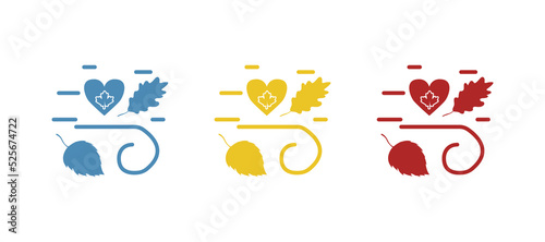 icon of the wind with leaves on a white background, vector illustration