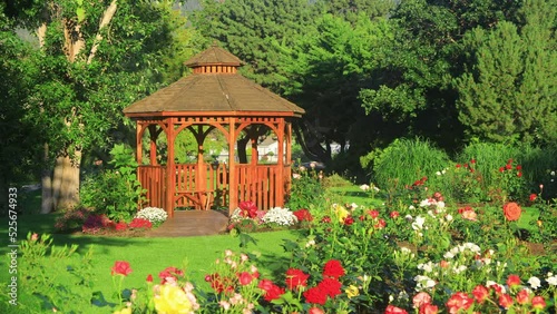 Wooden Cedar Gazebo Rose Garden Park Penticton