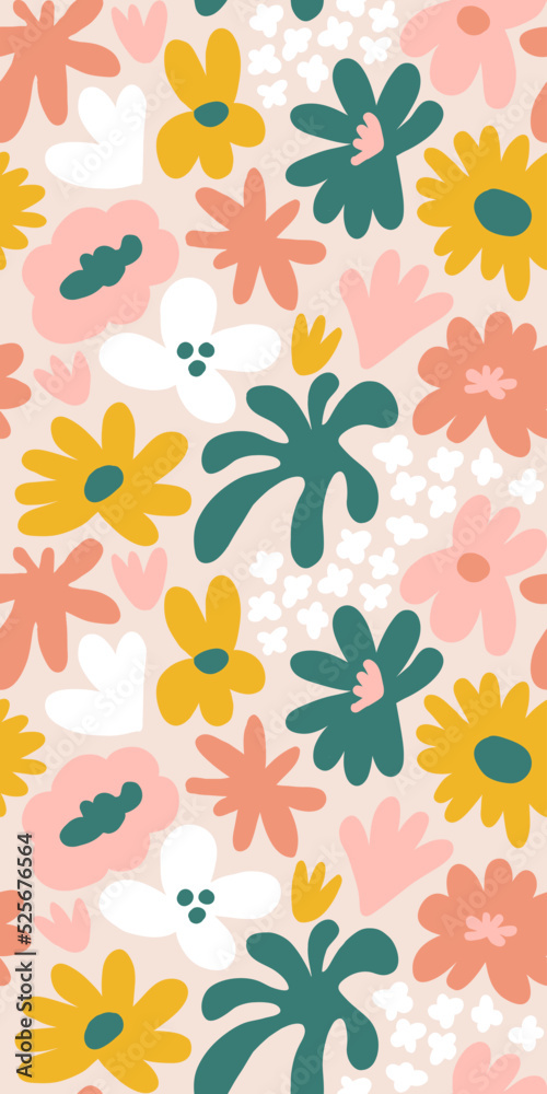 Abstract seamless pattern with cute hand drawn meadow flowers. Fashion stylish natural background. Abstract seamless pattern with cute hand drawn meadow flowers. Fashion stylish natural background.