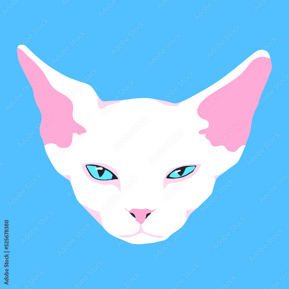 Fototapeta premium Fashion minimal illustration. Stylish cat head