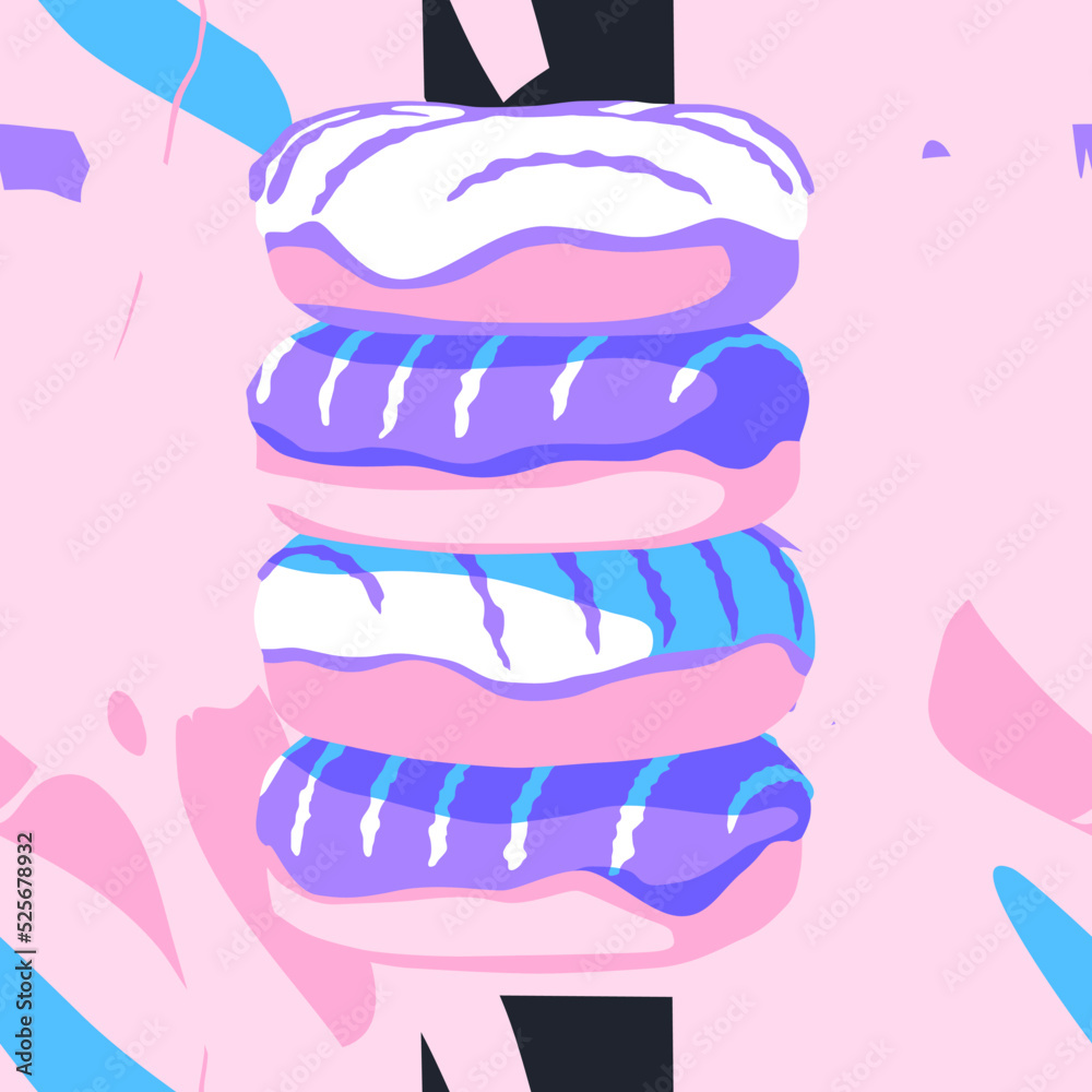 Fashion minimal illustration. Candy sweet donuts Fashion minimal illustration. Candy sweet donuts