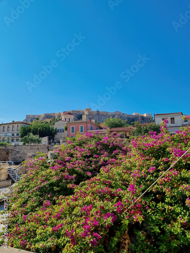 The Acropolis of Athens  with the Parthenon Temple on top of the hill during  Greece