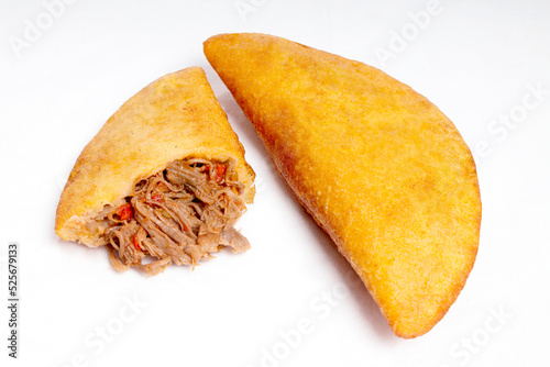 Fritish empanada stuffed with meat. Traditional food in Venezuela and Colombia
 photo