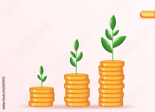 Investing in business and revenue growth. Saving and increasing money. Vector illustration. 
