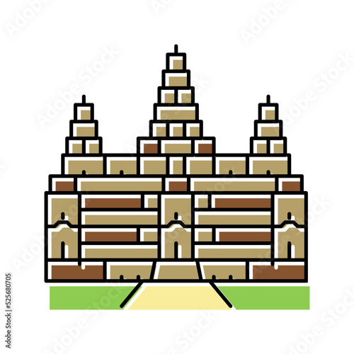 angkor wat color icon vector illustration