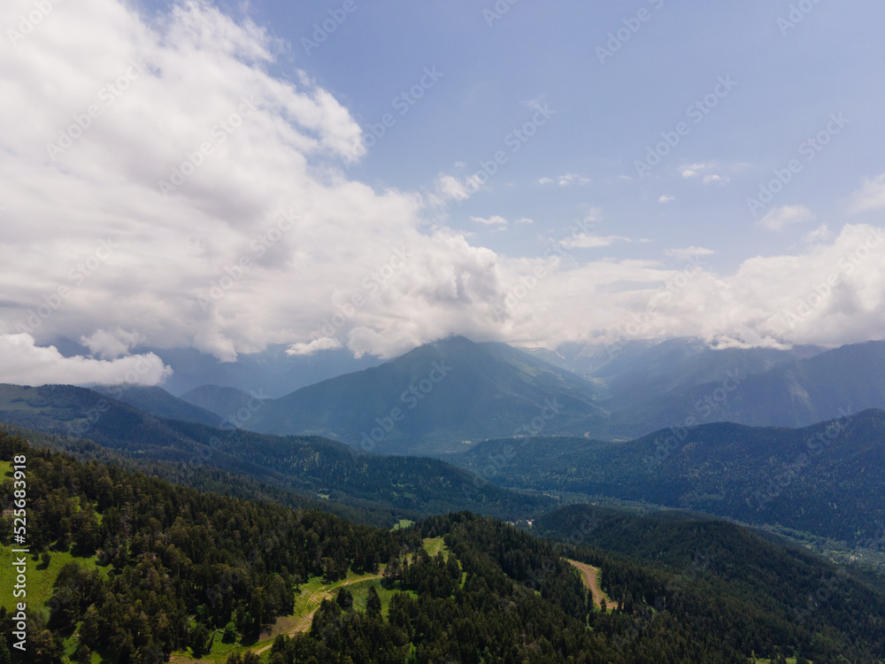 landscape summer green mountains with clouds in sochi landscape summer green mountains with clouds in sochi