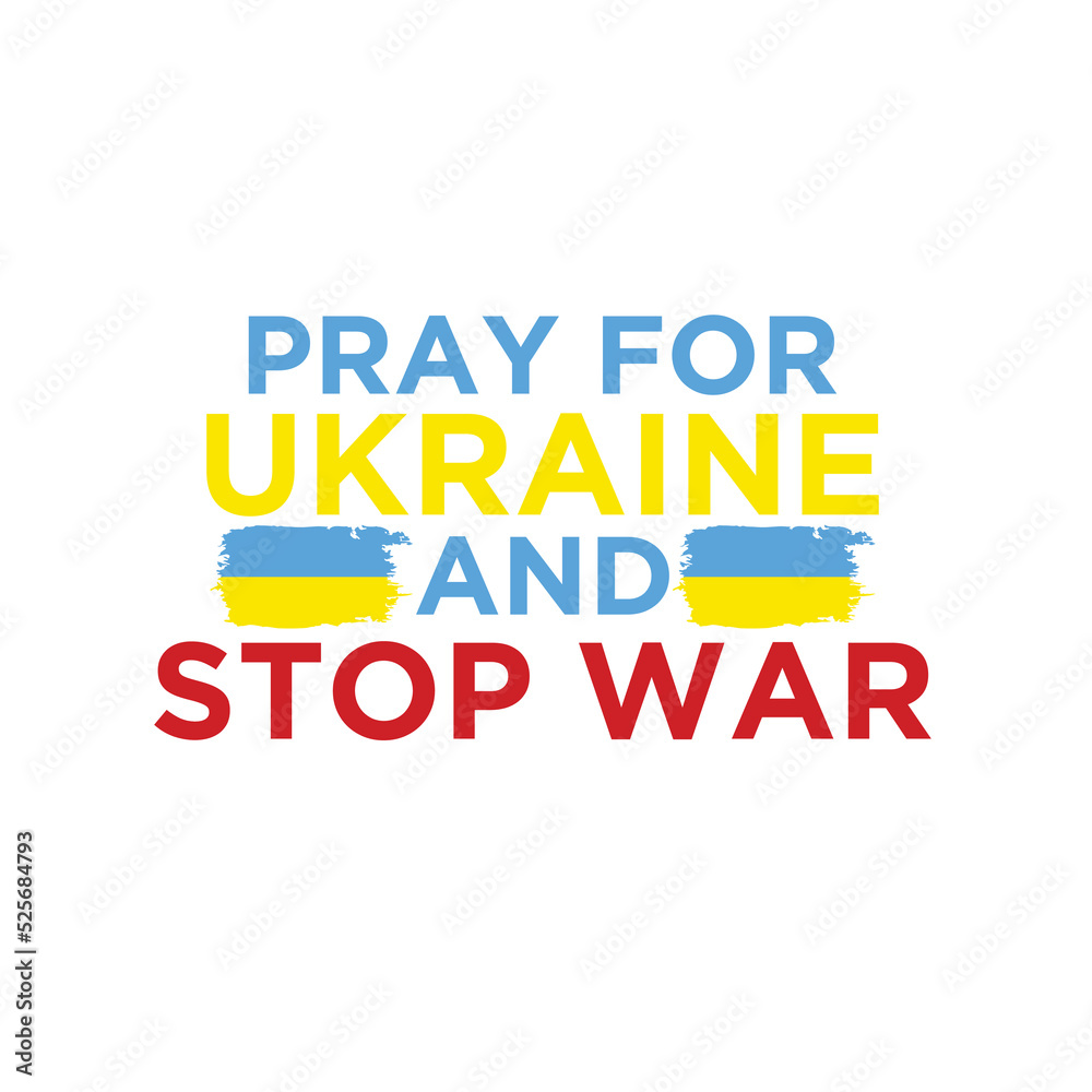 PRAY FOR UKRAINE AND STOP WAR, t-shirt Ukraine flag praying concept vector illustration. Pray For Ukraine peace.