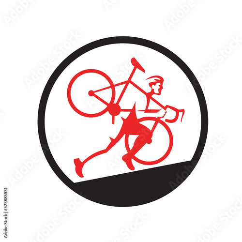 Foto Cyclocross Athlete Running Uphill Circle