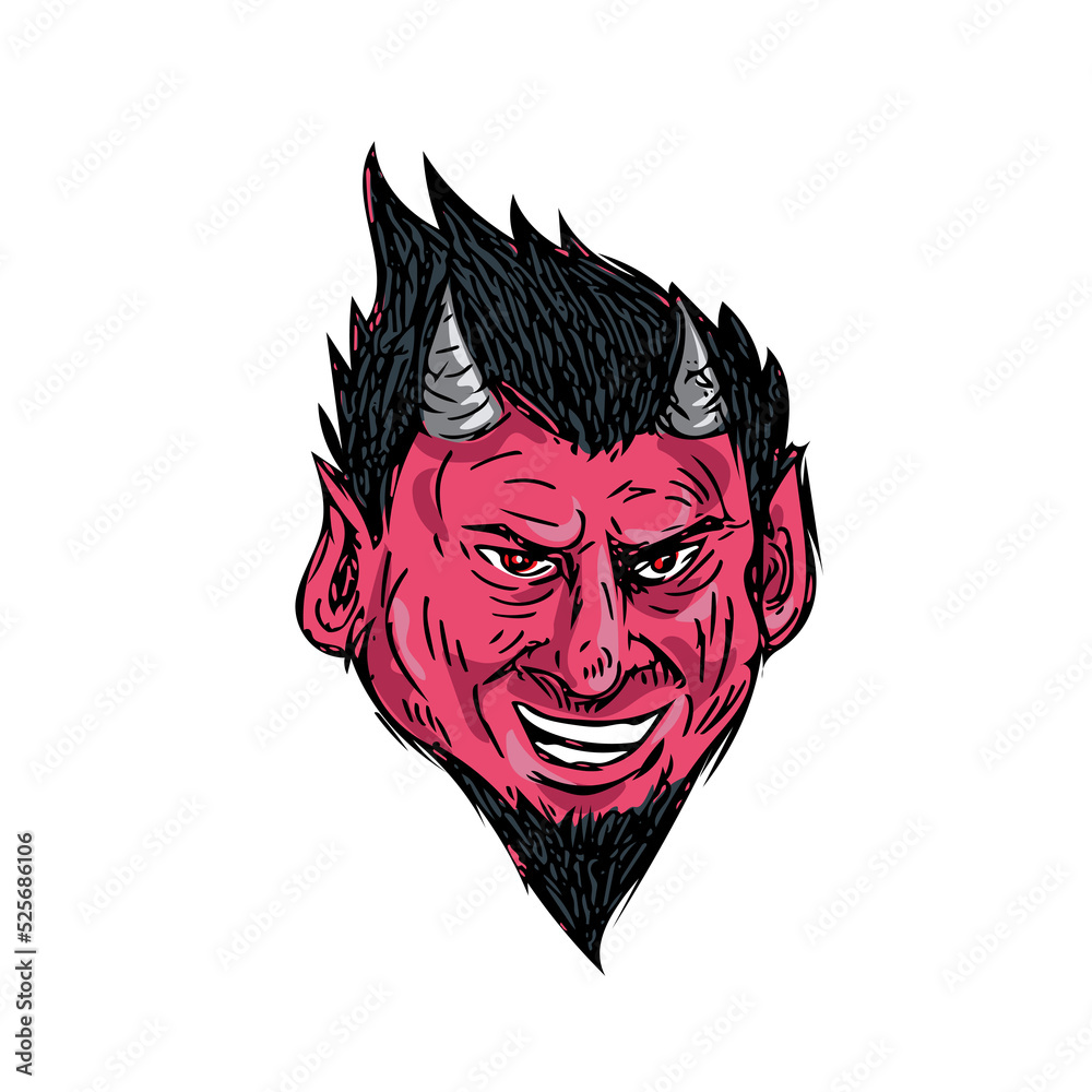 Obraz premium Demon Horns Goatee Head Drawing