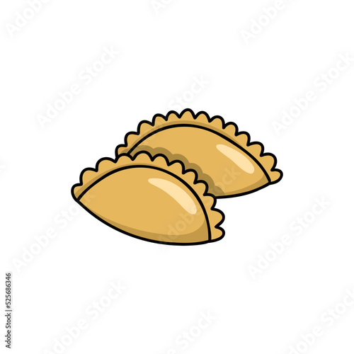 Empanadas - traditional Latin American baked beef pastry doodle icon, vector color line illustration