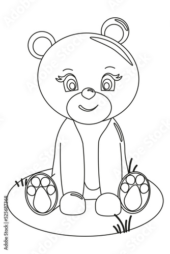 Coloring the outline of a cartoon cute little teddy
