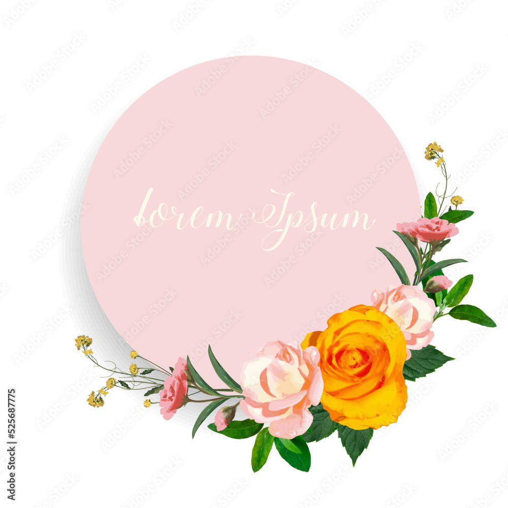 Greeting card label flowers 
roses