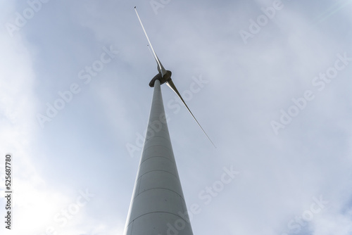 wind turbine on a background of grey clouds