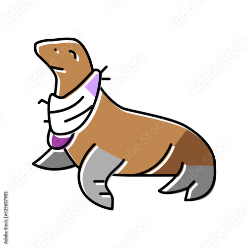seal with package color icon vector illustration