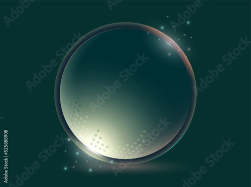Science and technology abstract graphic background and texture, sphere planet circle, green tones, on dark background