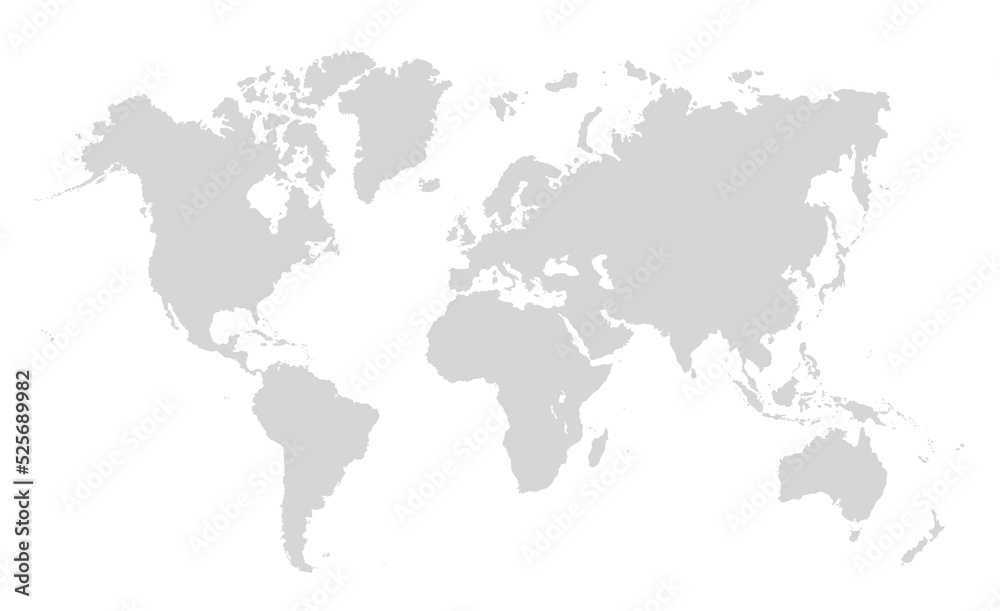 Verduisterende gordijnen Wereldkaart op transparante achtergrond.  Wereldkaartsjabloon met continenten, Noord- en Zuid-Amerika, Europa en  Azië, Afrika en Australië - Nikkel-Art.be