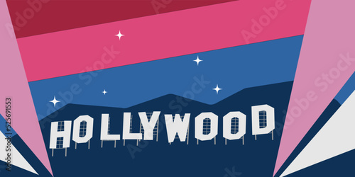 Tablou canvas Vector Illustration Hollywood sign