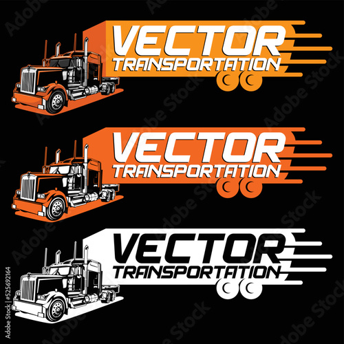 Orange freight truck vector illustration