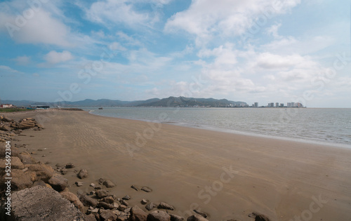 Panoramic view of the city of Bahia de Caraquez seen from the beach of San Vicente