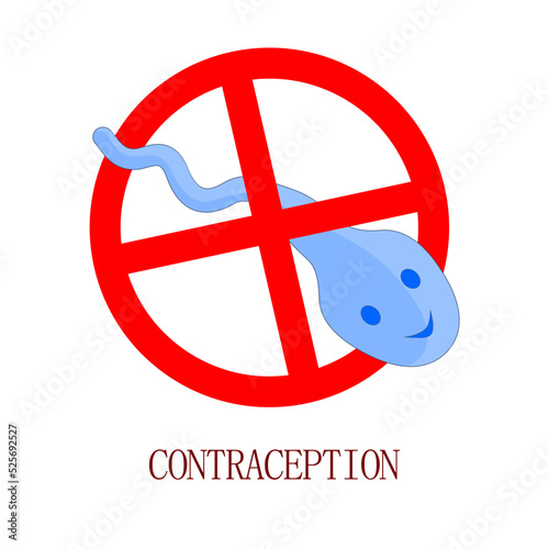 The ban on sperm. International Day of Contraception. Safe sex and birth control vector illustration. 