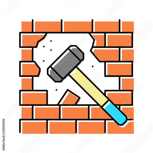 dismantling wall color icon vector illustration