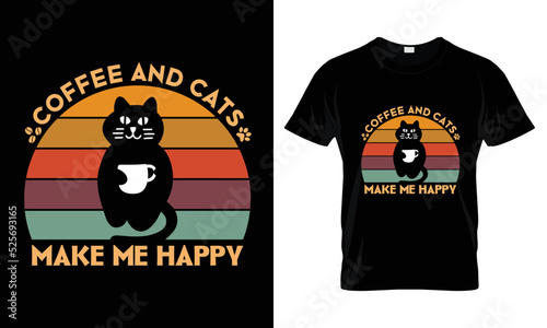 Coffee and Cats make me happy t shirt design