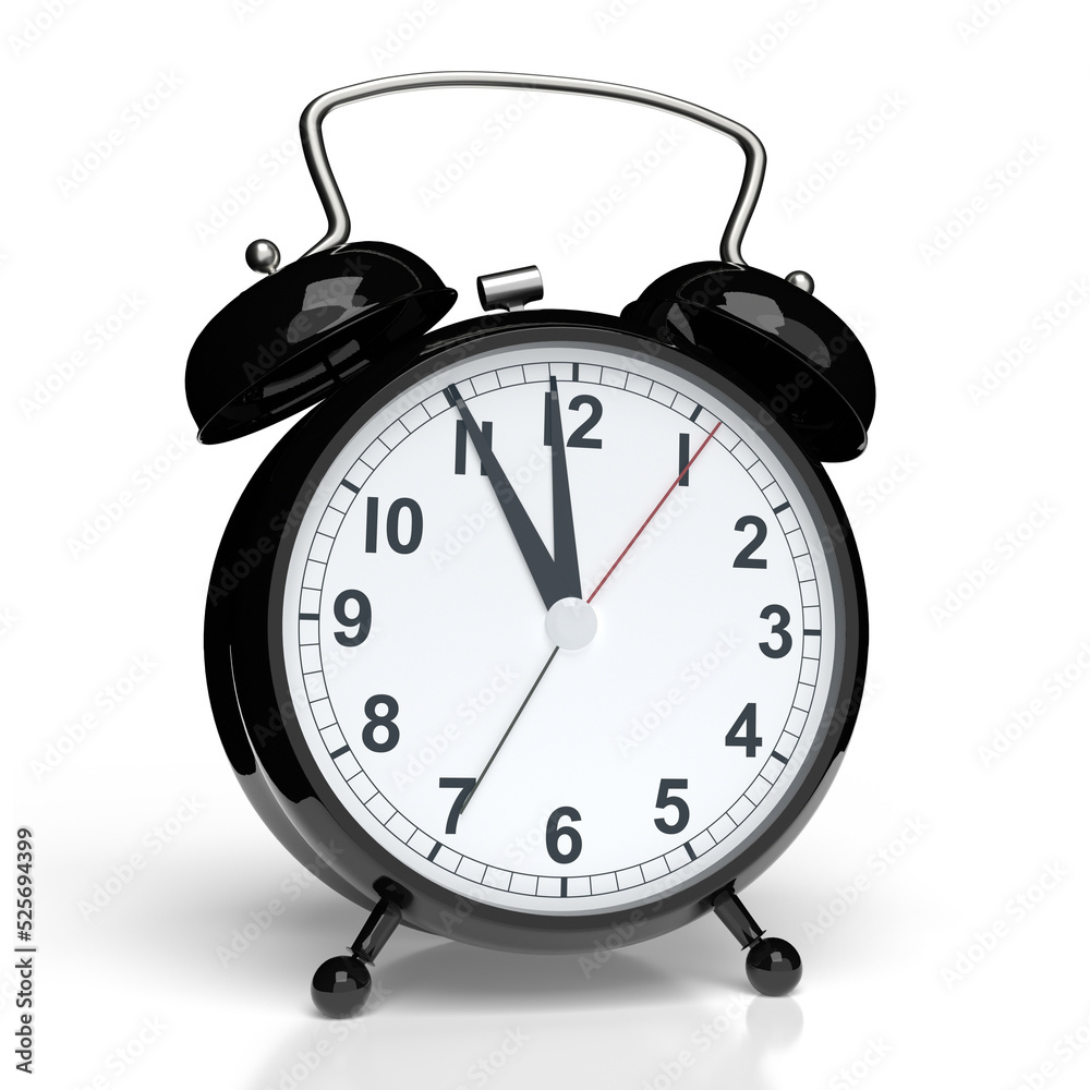Black alarm clock isolated on white Black alarm clock isolated on white