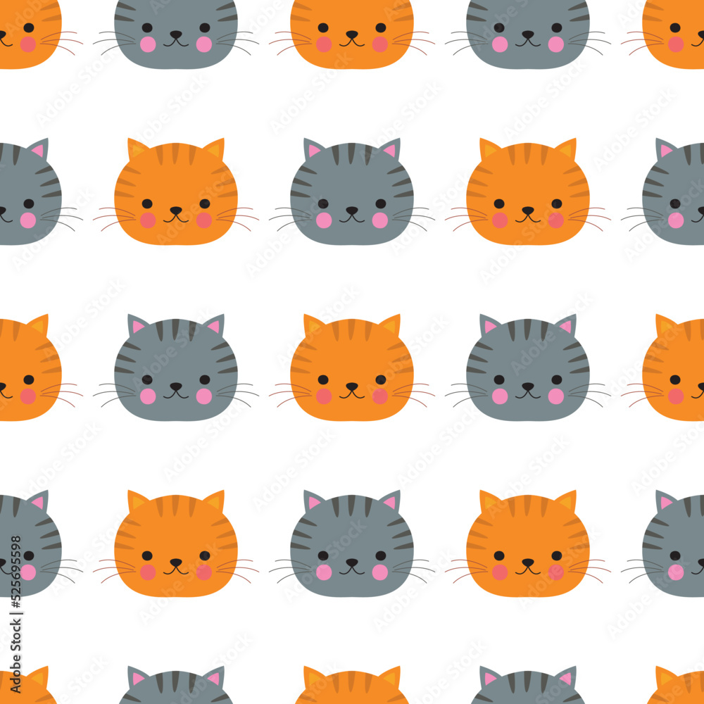 Cute cats, seamless vector pattern Cute cats, seamless vector pattern