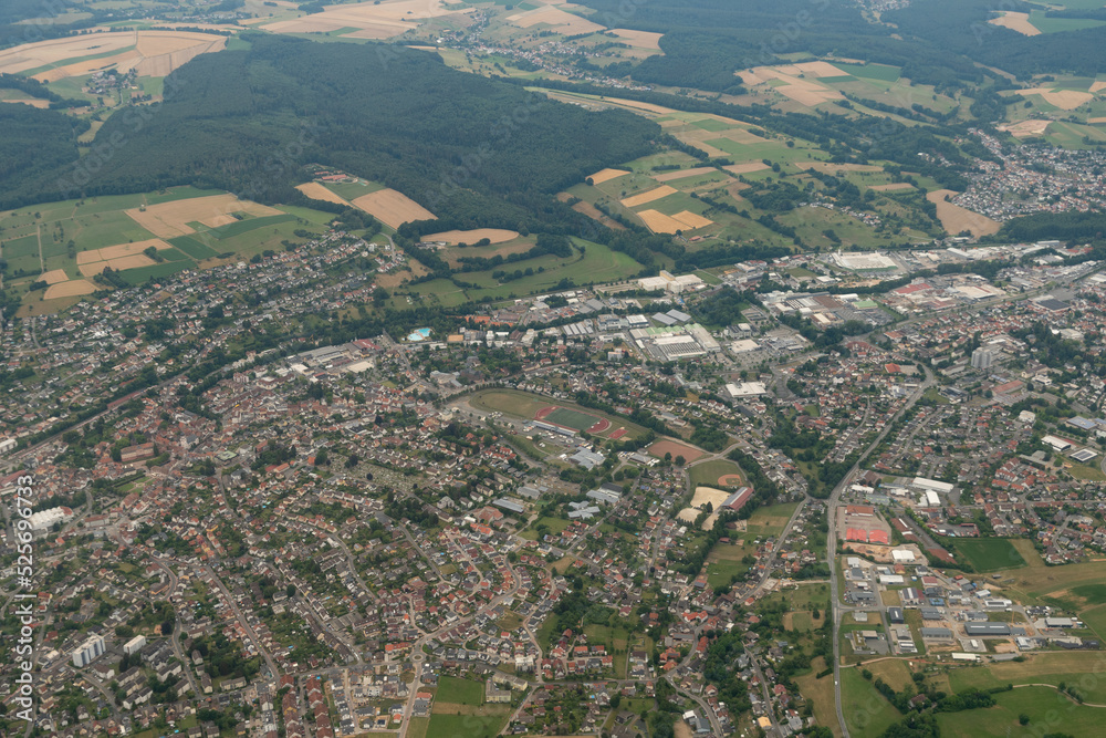City of Michelstadt in Hesse in Germany seen from above