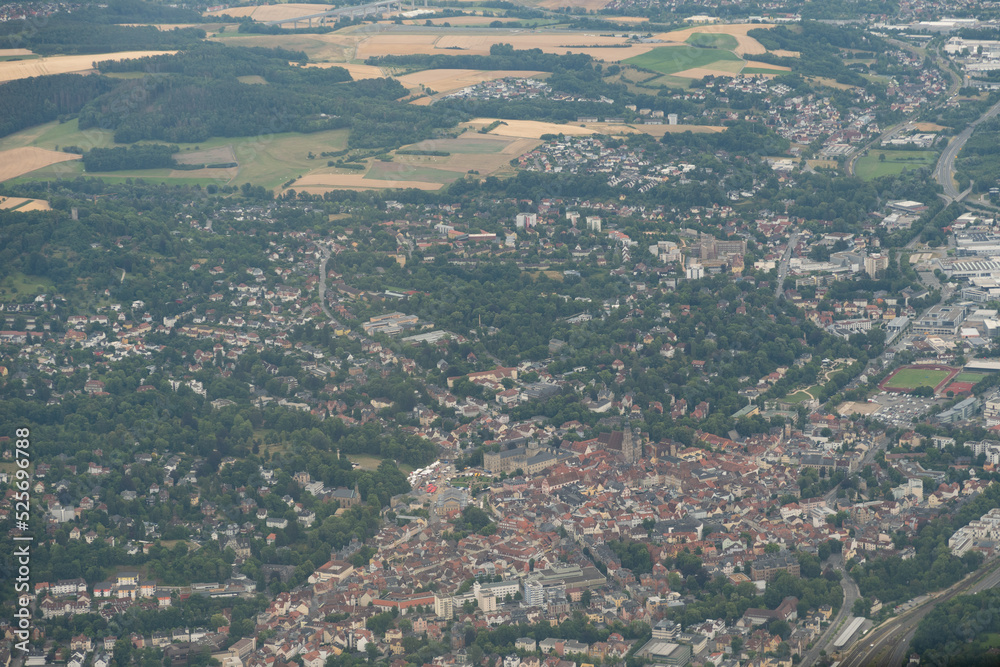 City of Coburg in Bavaria in Germany seen from above