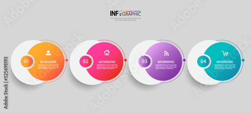 Four steps business infographics template vector.	
