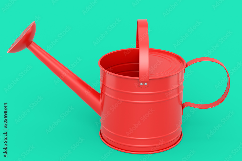 Watering can on green background. 3d render concept of gardening equipment tools Watering can on green background. 3d render concept of gardening equipment tools
