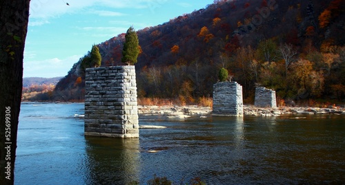 Harpers Ferry in West Virginia viewed from Maryland Heights during fall colors photo