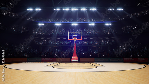 Fotografiet Basketball Arena with people crowds 3d render High quality 4k photo