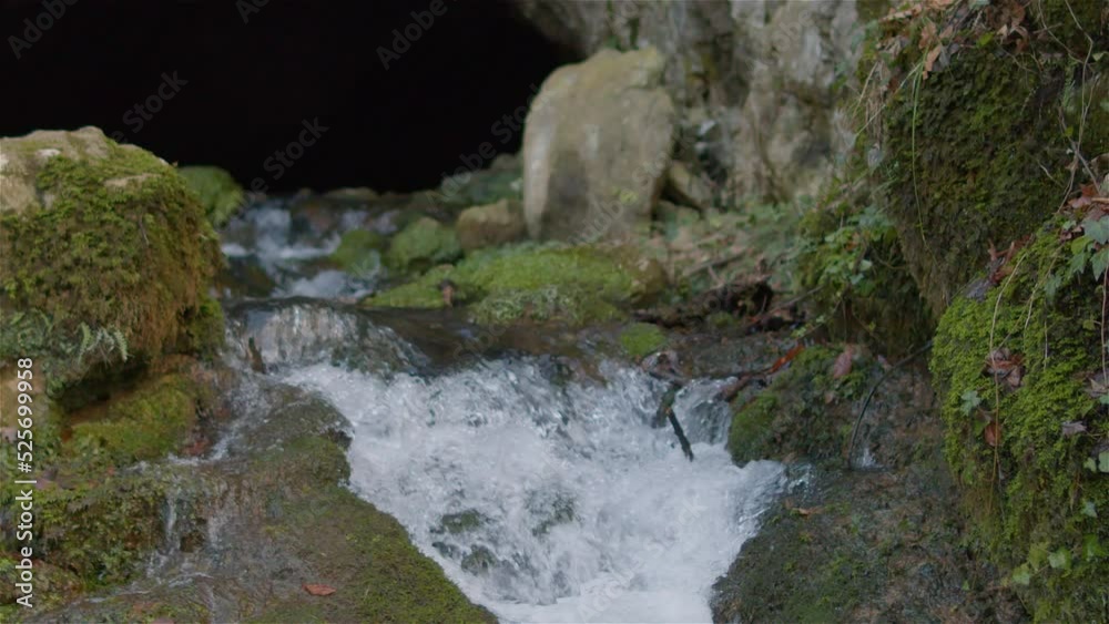 Spring with crystal clear water, waterfall slow motion Spring with crystal clear water, waterfall slow motion