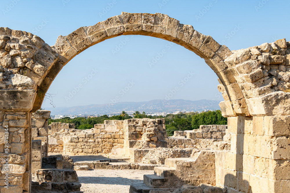 Archaeological Park. Paphos, Cyprus. Archaeological Site of Nea Paphos. Ruins of the ancient Roman and Greek cities. Archaeological Park. Paphos, Cyprus. Archaeological Site of Nea Paphos. Ruins of the ancient Roman and Greek cities.