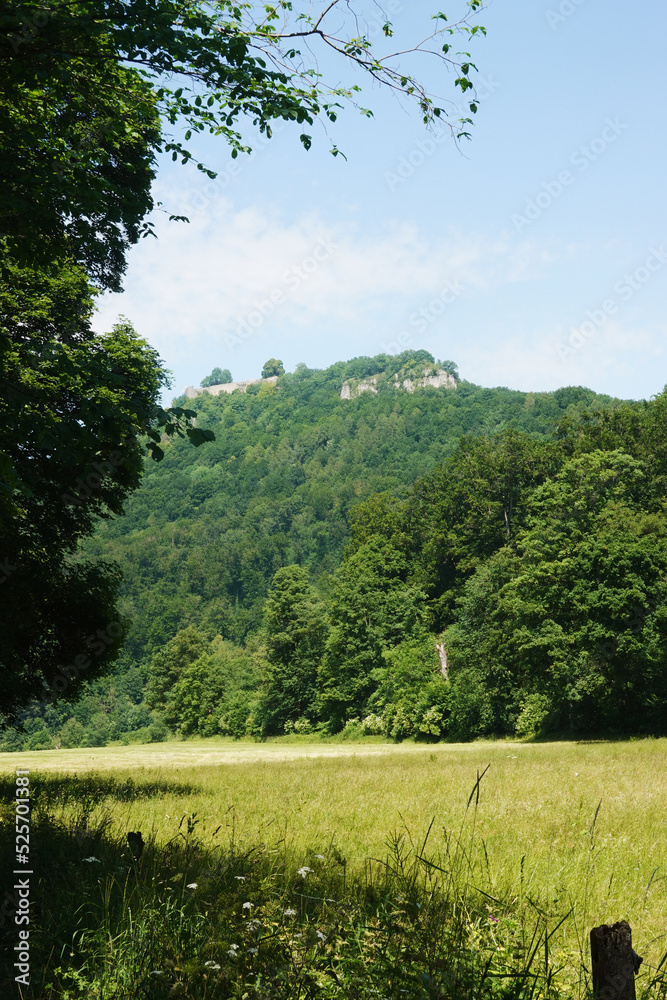 Swabian Alb landscapes and Bad Urach castle, Germany Swabian Alb landscapes and Bad Urach castle, Germany