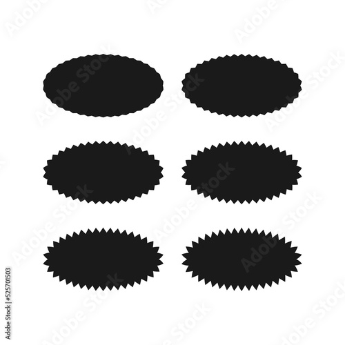 Zigzag Edge Oval Shapes Icon Set