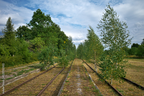 Abandoned railway tracks in the city of Priekule, Latvia.