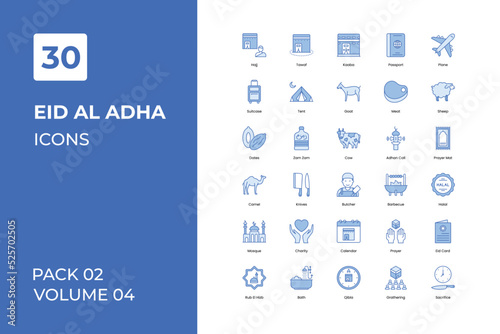Eid Al adha icons collection. Set contains such Icons as adha, alquran, cow, eid, eid al-adha, eid mubarak, more 