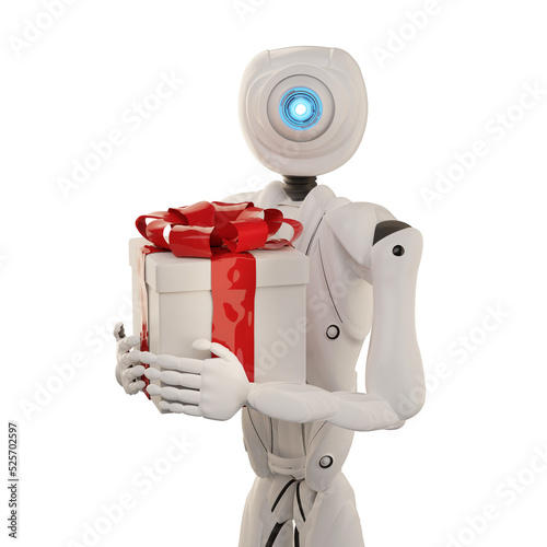 autonomous robot with red a...
