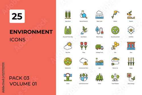 Environment icons collection. Set contains such Icons as apple, clean, conservation, earth, more 