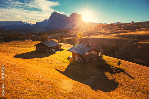 Alpe di Siusi (Seiser Alm), Dolomite Alps, Italy. Beautiful autumn landscape in the mountains photo